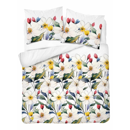 POŚCIEL 160x200 + 2X 70x80 kwiaty 5774a komplet BAWEŁNIANY