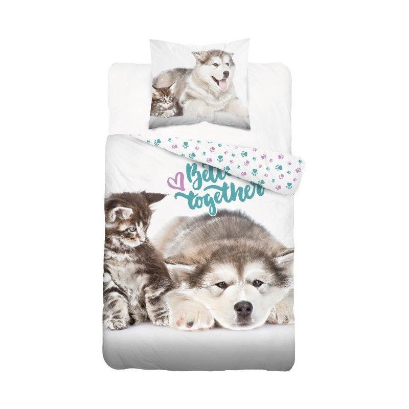 POŚCIEL 160x200 PIES 4541 KOT PSY świeci w nocy