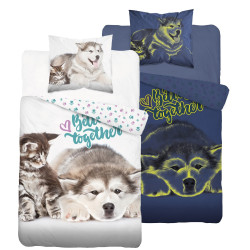 POŚCIEL 160x200 PIES 4541 KOT PSY świeci w nocy