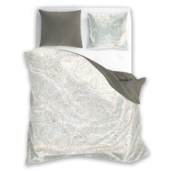 POŚCIEL 220x200 bawełna liście verde 028 BEŻ BRĄZ ELEGANCKA