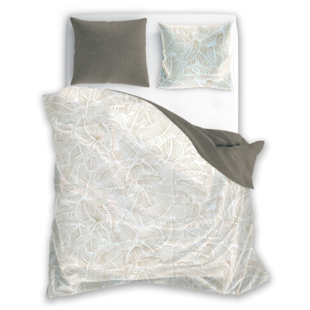 POŚCIEL 220x200 bawełna liście verde 028 BEŻ BRĄZ ELEGANCKA