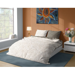 POŚCIEL 220x200 bawełna liście verde 028 BEŻ BRĄZ ELEGANCKA