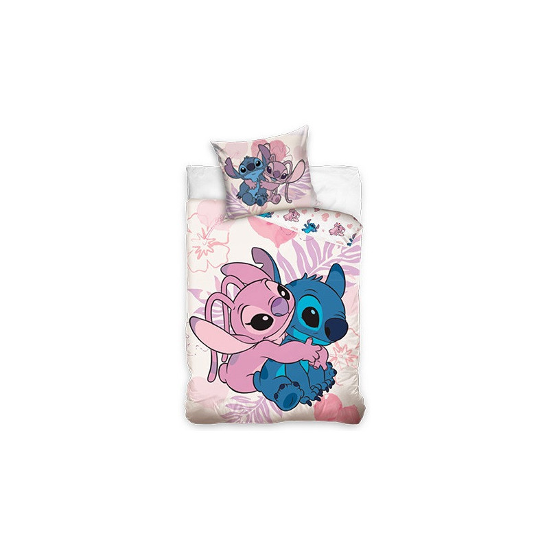 POŚCIEL 140X200 bawełniana LILO AND STITCH 5001 różowa bawełniana