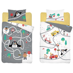 POŚCIEL auta policja DO ŁÓŻECZKA 90x120 cm 4280B