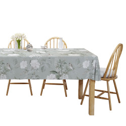 OBRUS NA STÓŁ SELEDYNOWY W KWIATY NA święta 140x220cm PANAMA