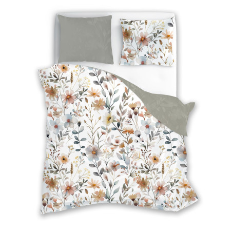 POŚCIEL 160x200 + 2x 70x80 bawełniana KWIATY  boho 06  komplet 3 częściowy liście