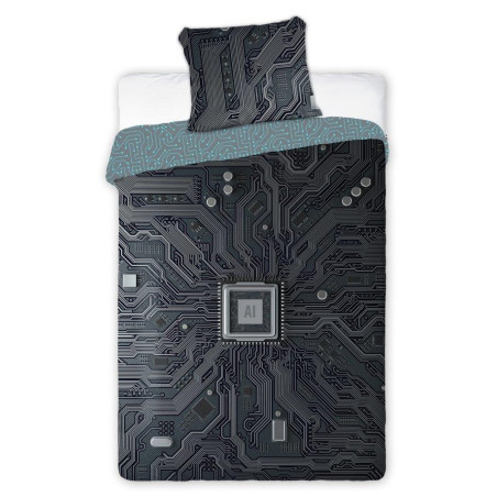 POŚCIEL 160x200 GAMER AI dla dziecka dziecięca świecąca świeci w nocy