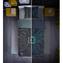 POŚCIEL 160x200 GAMER AI dla dziecka dziecięca świecąca świeci w nocy