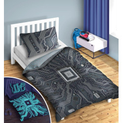 POŚCIEL 160x200 GAMER AI dla dziecka dziecięca świecąca świeci w nocy