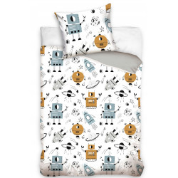 Pościel 160x200 ROBOTY 047 DLA CHŁOPCA KOMPLET POŚCIELI BAWEŁNIANA