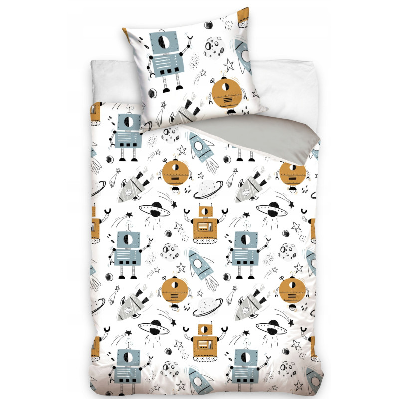 Pościel 160x200 ROBOTY 047 DLA CHŁOPCA KOMPLET POŚCIELI BAWEŁNIANA