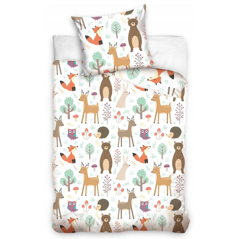 POŚCIEL 160x200 bawełniana ZWIERZĘTA las lis niedźwiedź NL191045