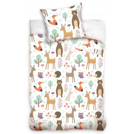 POŚCIEL 160x200 bawełniana ZWIERZĘTA las lis niedźwiedź NL191045
