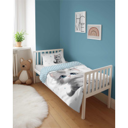 POŚCIEL DO ŁÓŻECZKA 100X135 kotek 5518a kotki kot niebieski