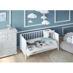 POŚCIEL DO ŁÓŻECZKA 100X135 kotek 5518a kotki kot niebieski