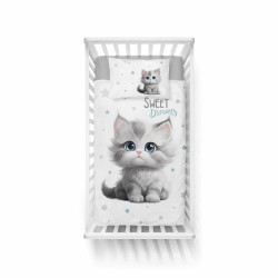 POŚCIEL DO ŁÓŻECZKA 100X135 kotek 5518a kotki kot niebieski