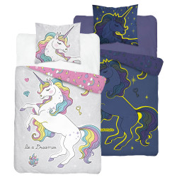 POŚCIEL 160x200 JEDNOROŻEC 4031A ŚWIECI ŚWIECĄCA