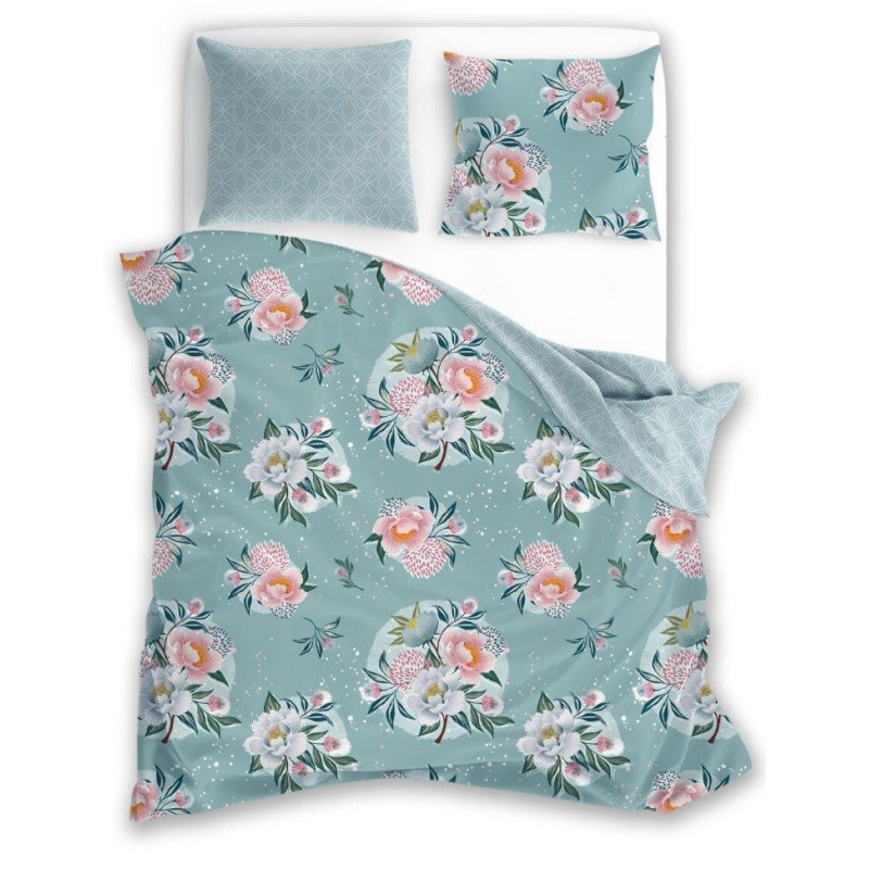 POŚCIEL 160x200 + 2x 70x80 KWIATY FLOVERY 007  komplet bawełna