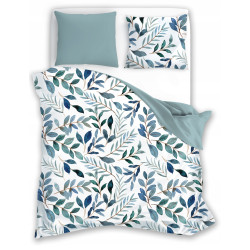 POŚCIEL 160x200 + 2x 70x80 KWIATY komplet elegancka liście 03