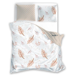 POŚCIEL 140x200 + 70x90 komplet liście  HARMONY 008