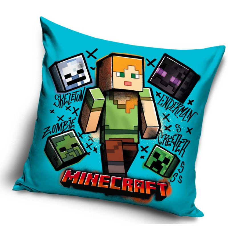 POSZEWKA NA PODUSZKĘ 40x40 MINECRAFT 743 dziecięca welwet STEVE